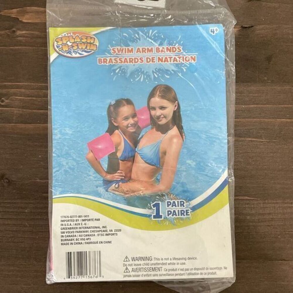 SPLASH N SWIM‎ 1 PAIR SWIM ARM BANDS / PINK / AGE 4+ / NEW
